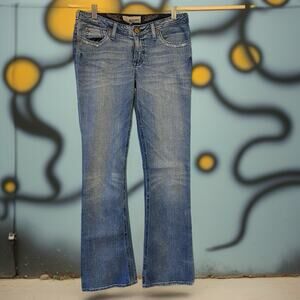 J & Company Flare Jeans Women 29 Medium Blue Embellish Pocket Country Cowgirls